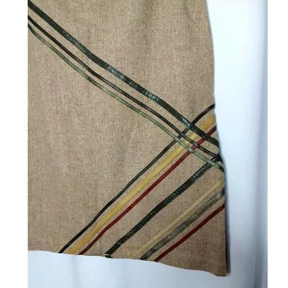 Express Wool Blend Pencil Skirt Lined Retro Y2K Vntage Leather Detail Womens 5/6 - Picture 5 of 6